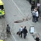 Ambulance in a street near the site were a truck was driving into a crowd in central Stockholm