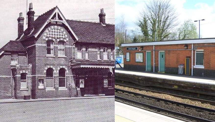 7. Christ’s Hospital Railway Stadion to przykład tego, jak do nieudanej inwestycji może doprowadzić drobne niedomówienie. Prywatna szkoła Christ's Hospital wraz z przeniesieniem siedziby z Londynu w okolice miejscowości Horsham postanowiła stworzyć w tym miejscu stację. Inwestorem była firma kolejowa, która liczyła na duży ruch również w związku z rozwojem Horsham. Na budynek dworca wydano, uwzględniając inflację, odpowiednik grubo ponad 2,5 mln GBP. Oczekując codziennych przyjazdów uczniów oraz nowych mieszkańców, zbudowano pięć luksusowych peronów – całość stanowiła perłę architektury. Po otwarciu okazało się jednak, że Christ's Hospital jest... szkołą z internatem, a południowa część miasta wcale się nie rozwinęła. Na zdj. dworzec w roku 1968 (zdj. z 'Branch Lines to Horsham' by Mitchell and Smith, (c) J. Scrace) i w 2007 roku (zdj. Bluebellnutter at en.wikipedia [CC-BY-SA-3.0 (http://creativecommons.org/licenses/by-sa/3.0) lub GFDL (http://www.gnu.org/copyleft/fdl.html)], źródło: Wikimedia Commons)