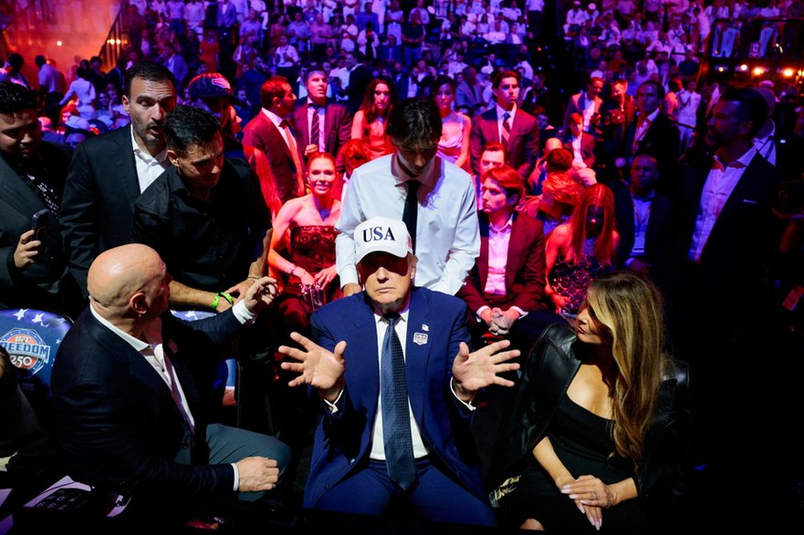 Prezydent USA Donald Trump w czasie gali UFC przed Białym Domem