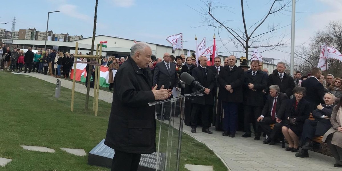 Kaczyński na odsłonięciu pomnika smoleńskiego