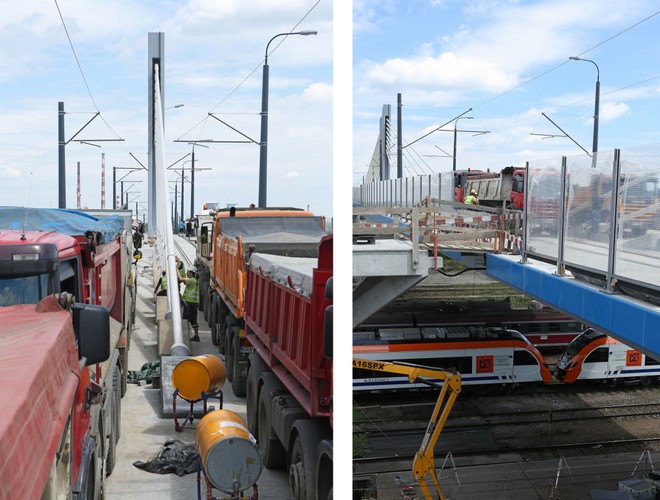 W założeniach konstrukcyjnych podczas próby obciążeniowej na najdłuższym, 126 metrowym przęśle, estakada może ugiąć się o 11 cm<br><br> (ukit) PAP/Stanisław Rozpędzik