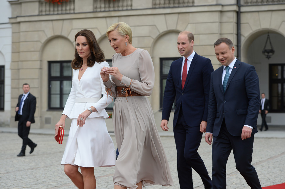 Księżna Kate, Agata Duda, książę William i Andrzej Duda w Warszawie
