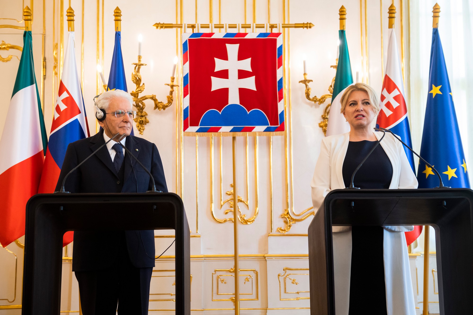 Taliansky prezident Sergio Mattarella a slovenská prezidentka Zuzana Čaputová.