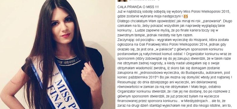 Zwyciężczyni miała sypiać ze sponsorem? Miss Wielkopolski o kulisach konkursu piękności