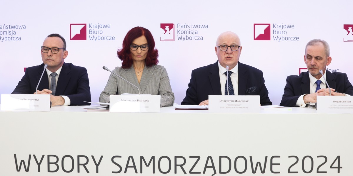 Wybory samorządowe 2024. Konferencja prasowa PKW w Warszawie, 9 kwietnia 2024 r. 