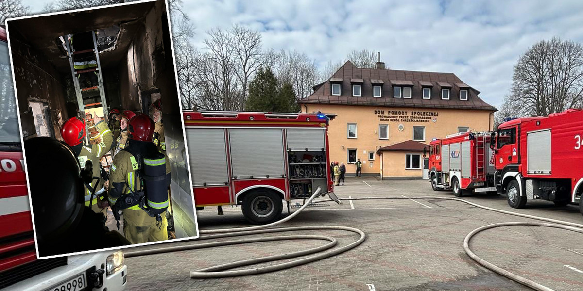 Pożar wybuchł w niedzielę, 10 marca. Płonęło poddasze Domu Pomocy Społecznej w Przytocku. 