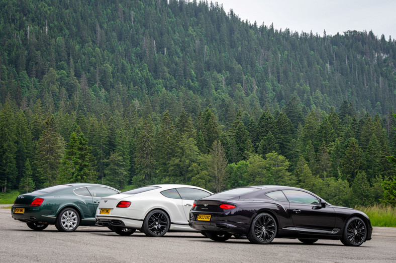 Trzy generacje Bentleya Continentala GT. Od lewej: pierwsza (2003-2011), druga (2011-2018) i trzecia (od 2017 r.)