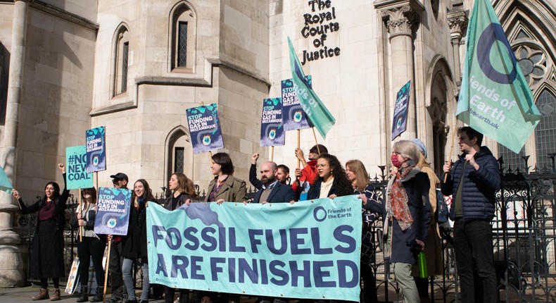 Friends of the Earth protesting UK Mozambique LNG project