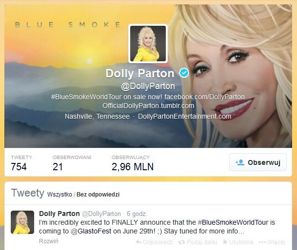 Screen z Twittera Dolly Parton