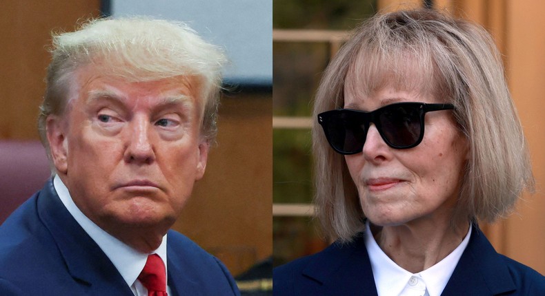 Donald Trump and E. Jean Carroll.REUTERS/Andrew Kelly; Luiz C. Ribeiro/New York Daily News/Tribune News Service via Getty Images