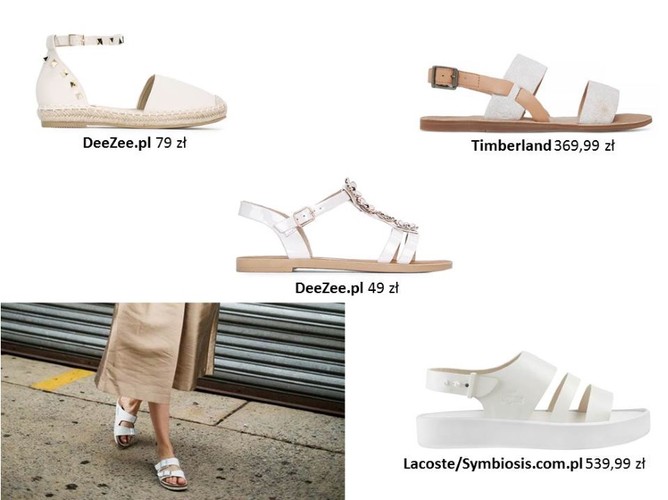 Modne białe buty na lato 2017: sandały