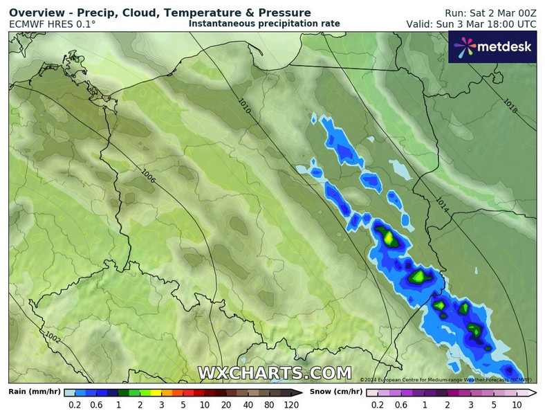 Dziś przelotne opady wystąpią na wschodzie Polski