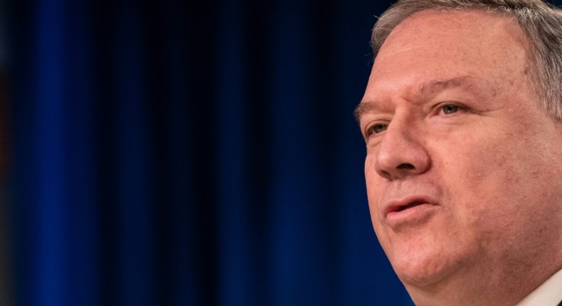 Top US diplomat Mike Pompeo, pictured May 20, 2020, has asked Russia to free a former US marine accused of spying in Russia