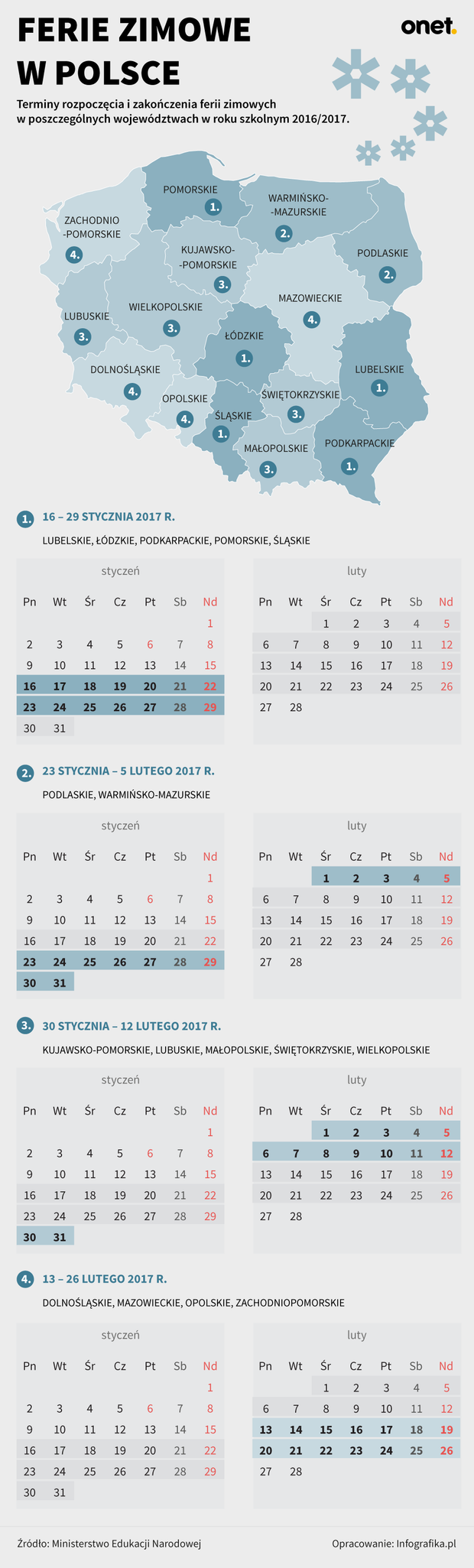 Ferie zimowe 2017 [INFOGRAFIKA]