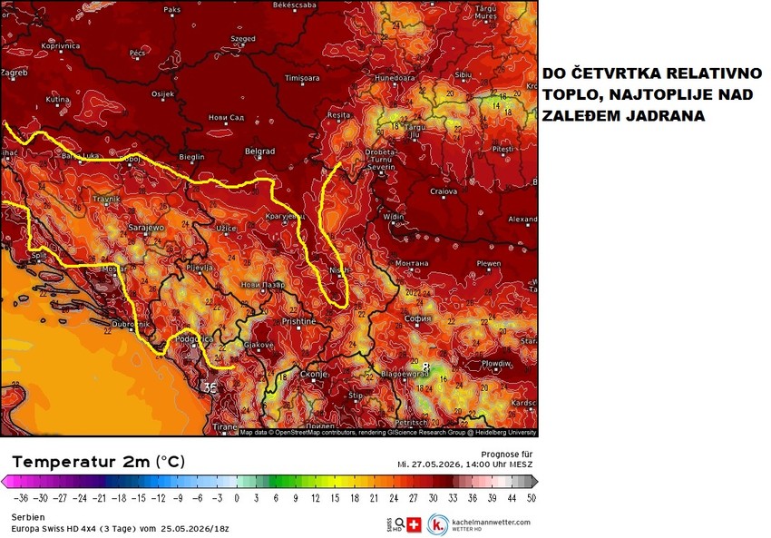 Do četvrtka toplo