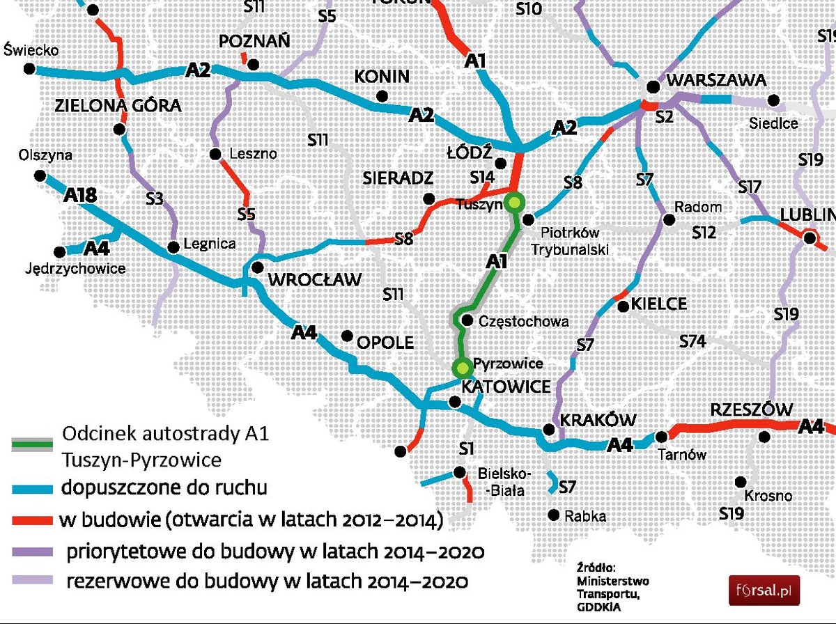 Odcinek autostrady A1 Tuszyn-Pyrzowice