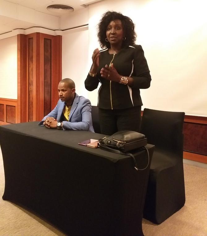 MP Babu Owino with Woman Rep Gladys Shollei during a round table discussion with Kenyans studying in Hungary (Twitter) 