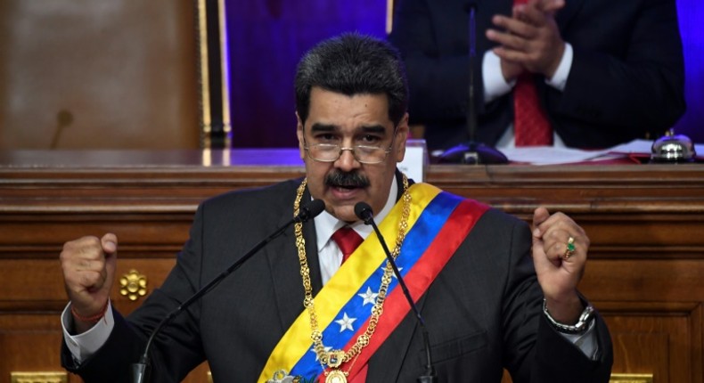 Venezuelan President Nicolas Maduro gestures during an address to the Constituent Assembly in Caracas