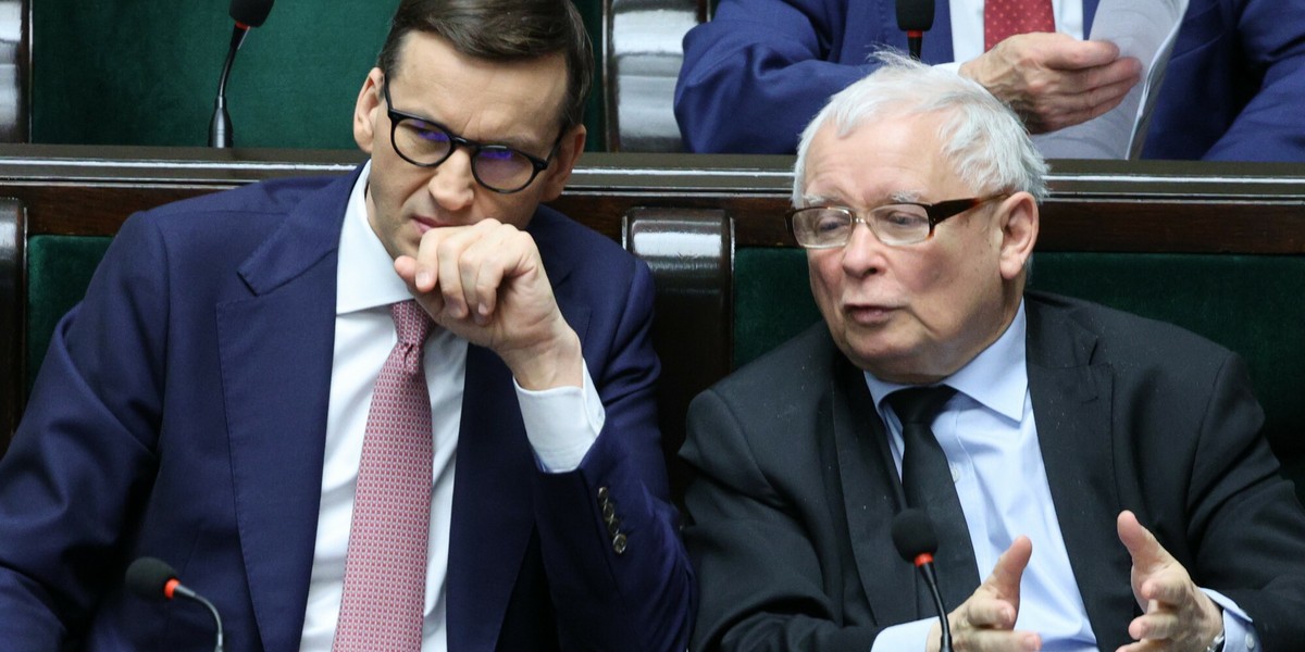 Premier Mateusz Morawiecki i prezes PiS Jarosław Kaczyński