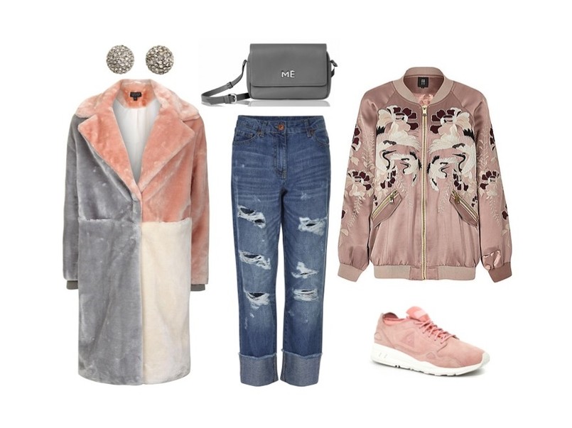 Płaszcz: Topshop; bluza: River Island; spodnie: New Look; kolczyki: H&M; torba: Showroom; buty: Le Coq Sportif.