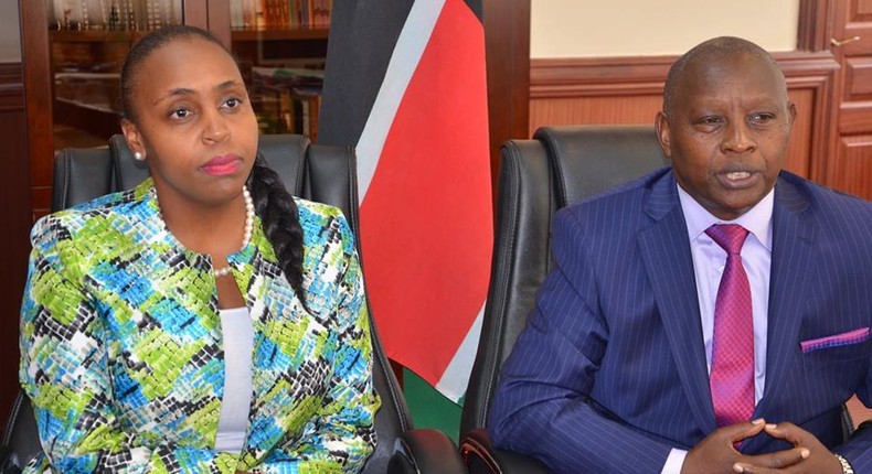 Nyeri Governor Mutahi Kahiga (R) with his DG Carol Karugu (L)