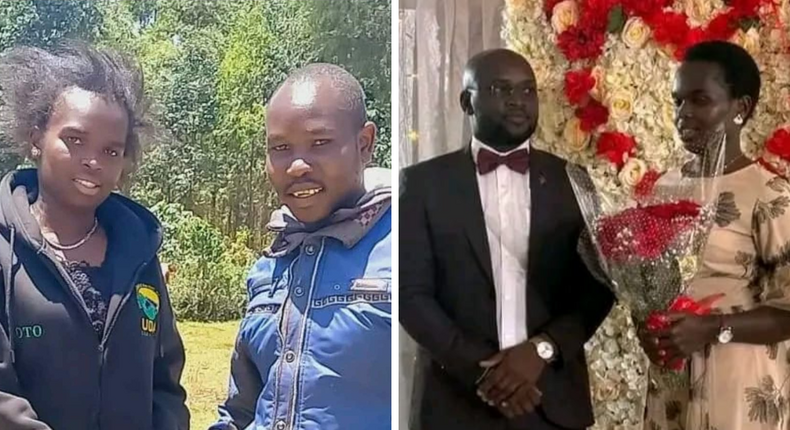 A collage of Gideon Cheruyiot, a boda boda rider and Bomet Woman Rep Linet Toto during her engagment