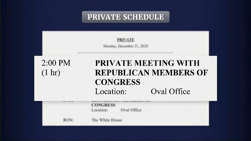 Trampov raspored koji je pokazala komisija za upad u Kapitol hil