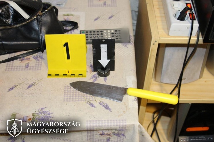 Az agresszív férfi ezzel a késsel támadt a rendőrökre / Fotó: Magyarország Ügyészsége
