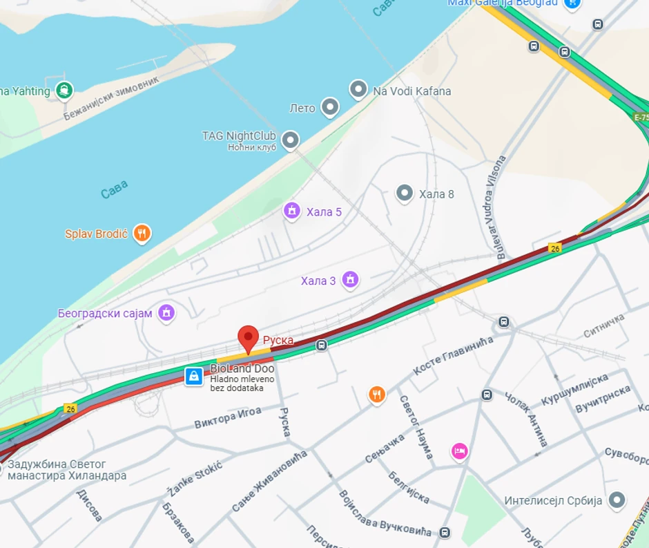 Mapa gužve kod Sajma