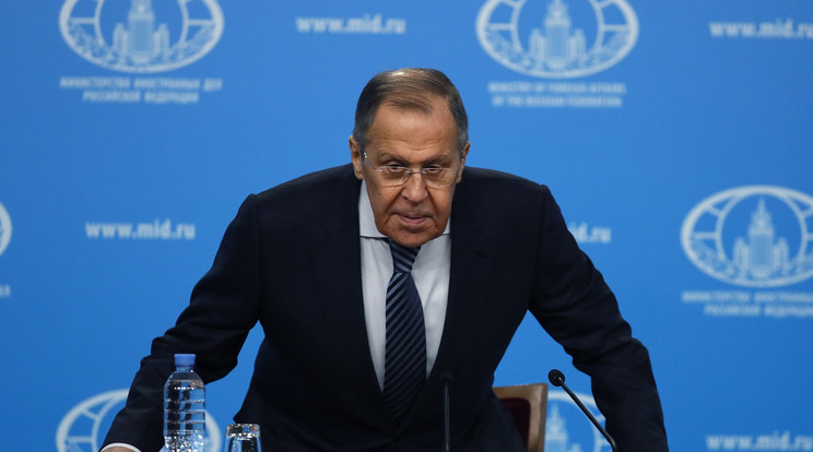 Szergej Lavrov orosz külügyminiszter az előző év diplomáciai tevékenységét értékelő évenkénti sajtóértekezletén Moszkvában 2023. január 18-án. / Fotó: MTI/EPA/Jurij Kocsetkov
