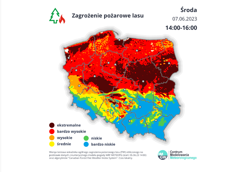 Zagrożenie pożarami w lasach jest ekstremalne