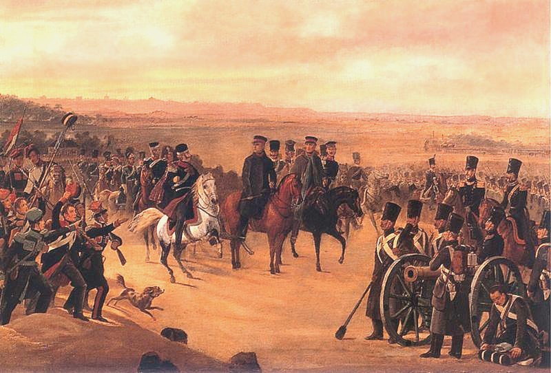 Generałowie Chłopicki i Skrzynecki na czele wojsk polskich, obraz Januarego Suchodolskiego