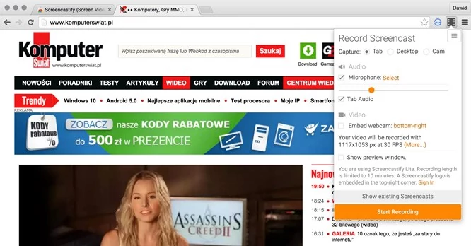 Screencastify - dodatek dla Chrome do tworzenia screencastów