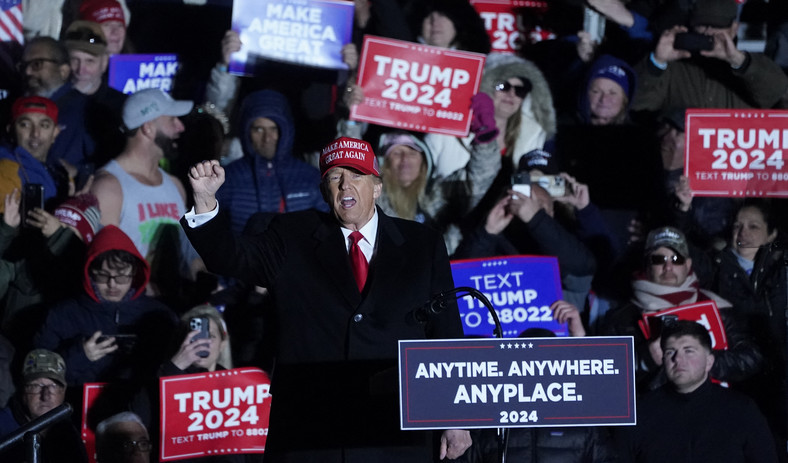 Donald Trump na wiecu w Schnecksville, 13 kwietnia 2024 r.