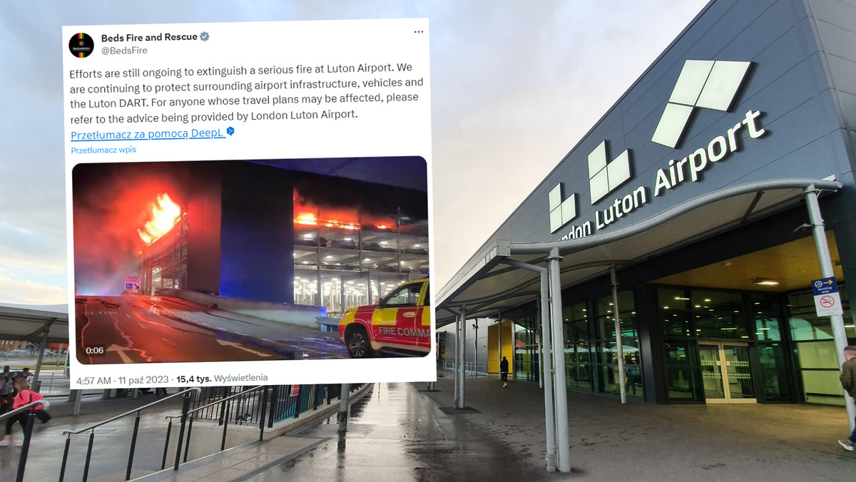 Strażacy walczą z pożarem na lotnisku w Luton. Wszystkie loty odwołane