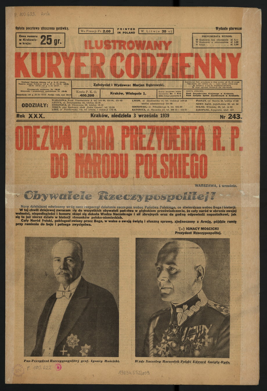 Ilustrowany Kuryer Codzienny z 1939 r.