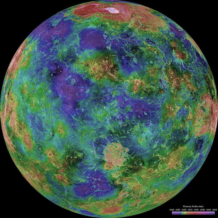 Mapa radarowa powierzchni Wenus zarejestrowana przez sondę Magellan