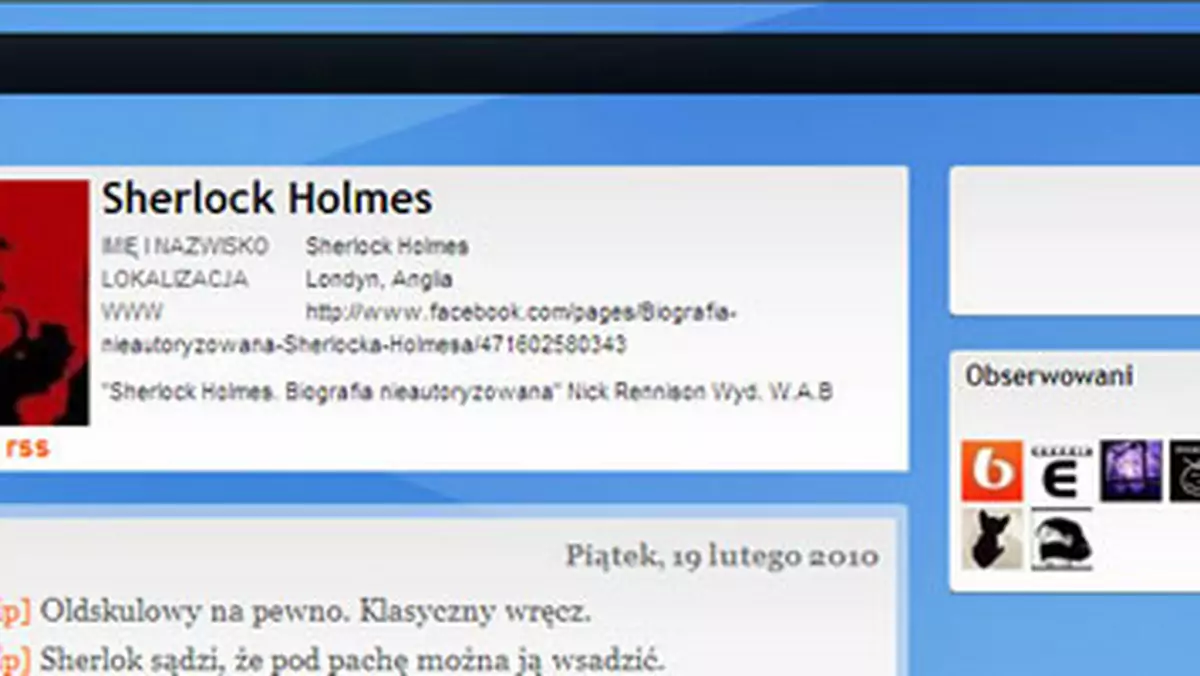 Spotkaj Sherlocka Holmesa na... Facebooku i Blipie
