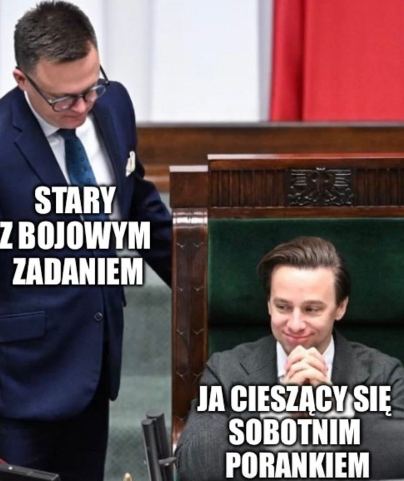 Mem o Szymonie Hołowni i Krzysztofie Bosaku