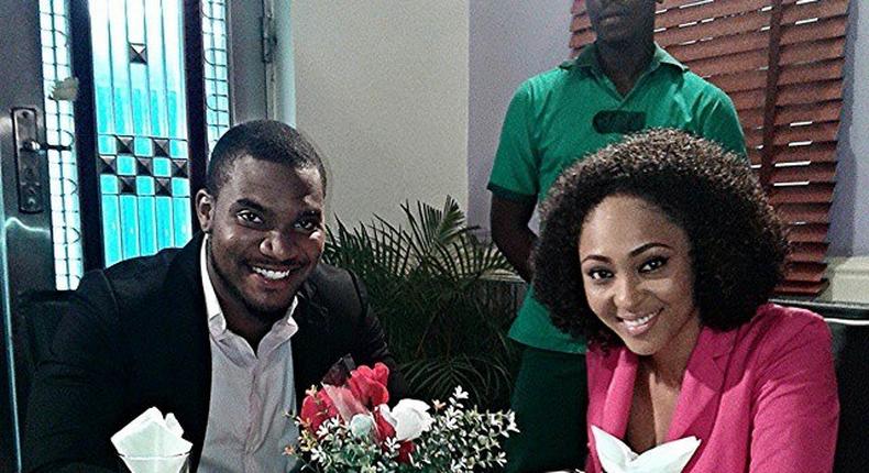 Kunle Remi and Rosaline Meurer on the set of Stop