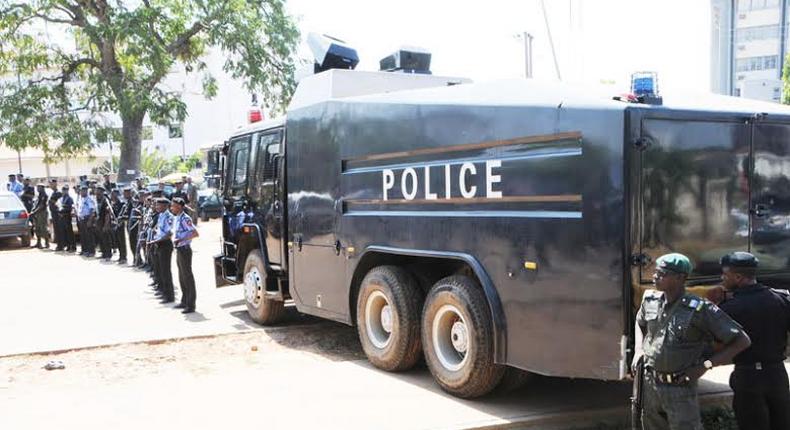 A Nigerian Police Force armored tank