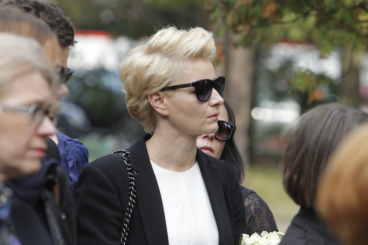 Małgorzata Kożuchowska na pogrzebie Marcina Wrony