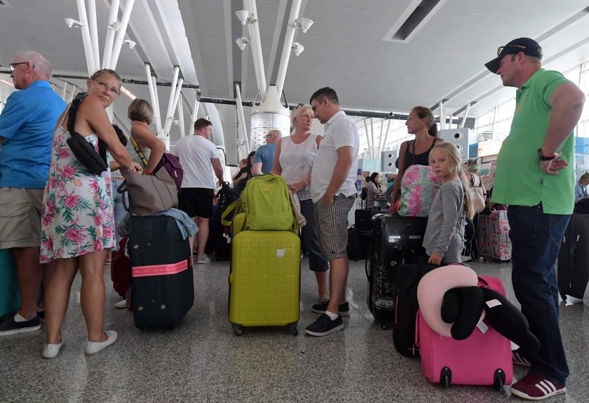 Passengers are seen at check-in points at Enfidha-Hammamet International Airport