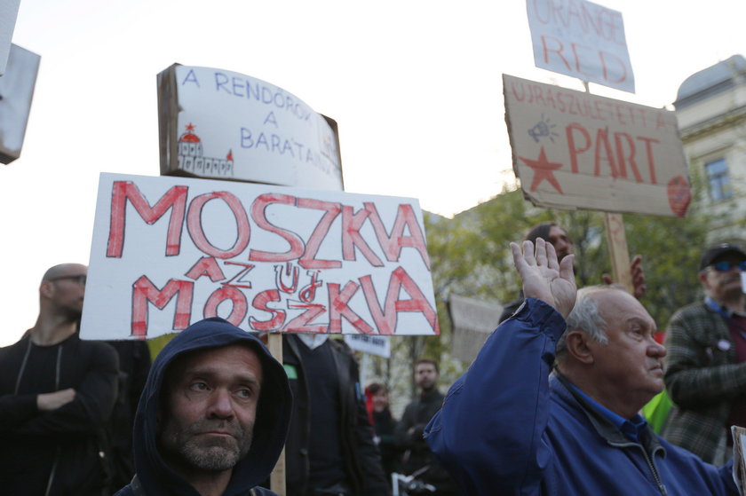 People protest against what they see as the government?s pro-Russia policies near the Russian embass