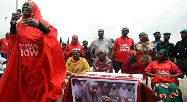 #Bring Back Our Girls (BBOG) campaigners and parents of abducted Chibok girls denied access by police to see President Muhammadu Buhari take part in a rally in Abuja, Nigeria, August 25, 2016. REUTERS/Afolabi Sotunde