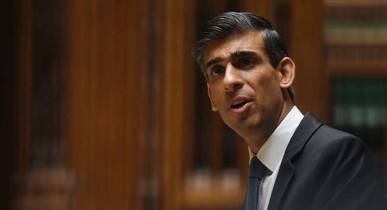 Rishi Sunak speaks in the Commons, February 3 2022.