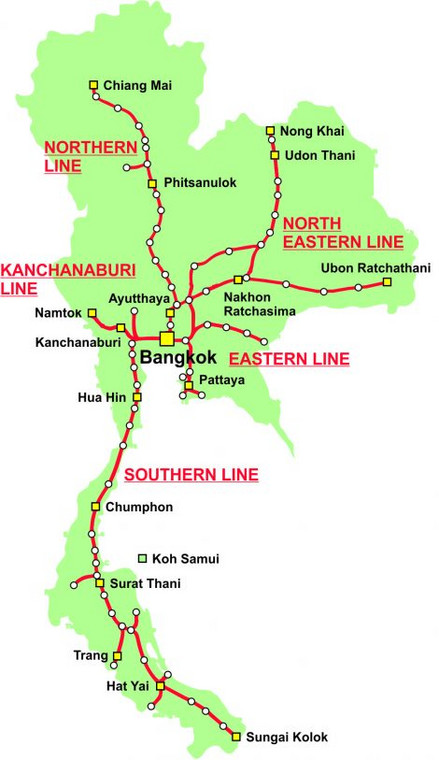 Sieć kolejowych połączeń w Tajlandii