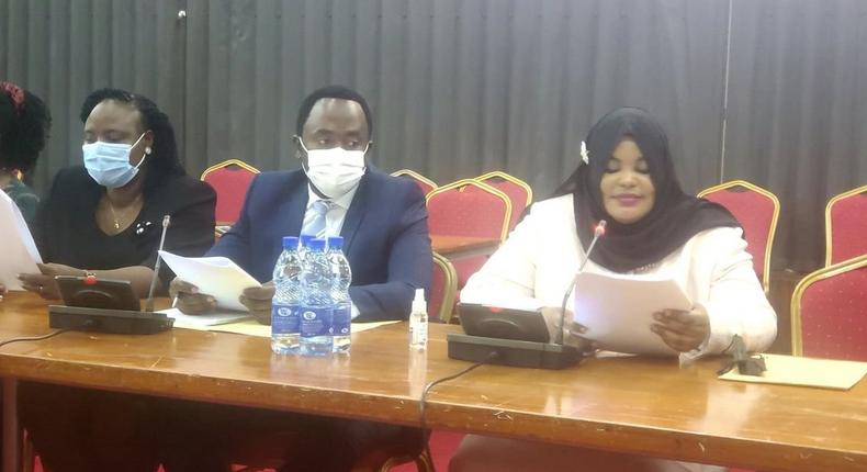 UHRC's Shifrah Lukwago and members of the health committee of parliament yesterday