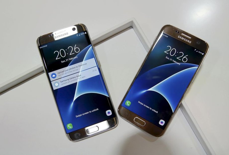 New Samsung S7 and S7 Edge smartphones after their unveiling ceremony at the Mobile World Congress in Barcelona earlier this year.