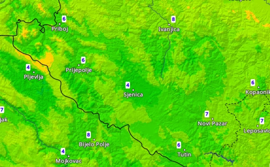 Temperatura u Sjenici 26. avgusta